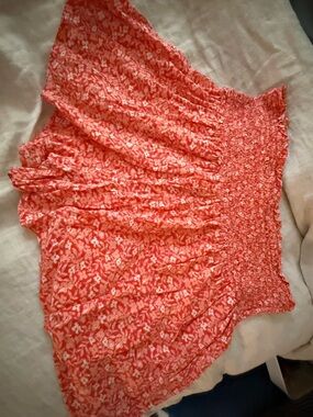 Smocked High-Waist Coral Floral Aerie Shorts